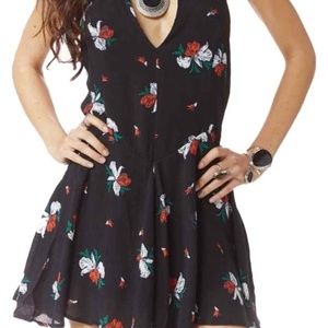 Free people size 0 black floral mini romper